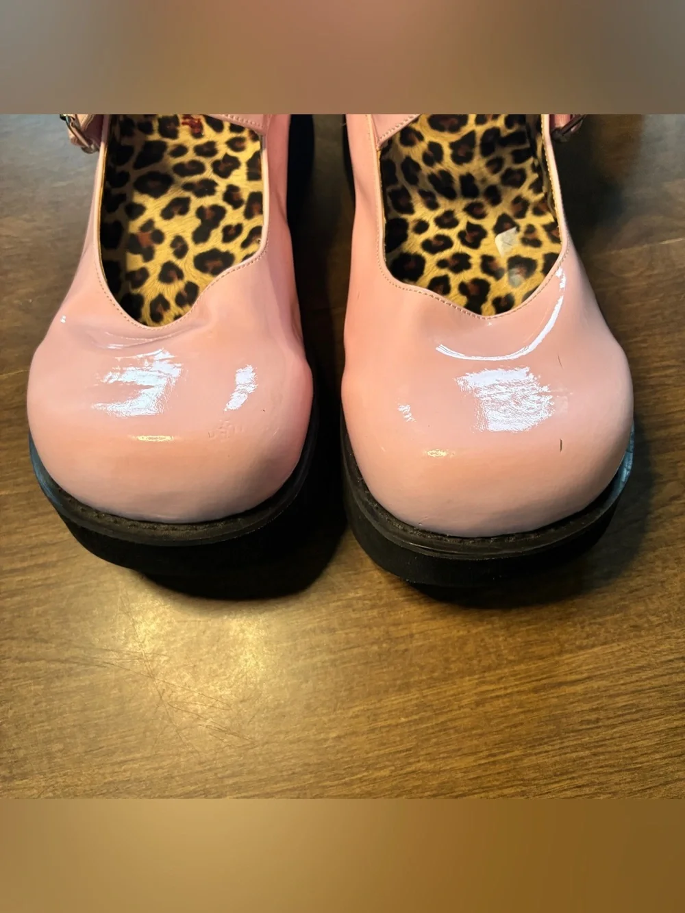 Demonia Women’s Sz 12 Platform Mary Janes Pink Heart Buckle/Strap Shoes